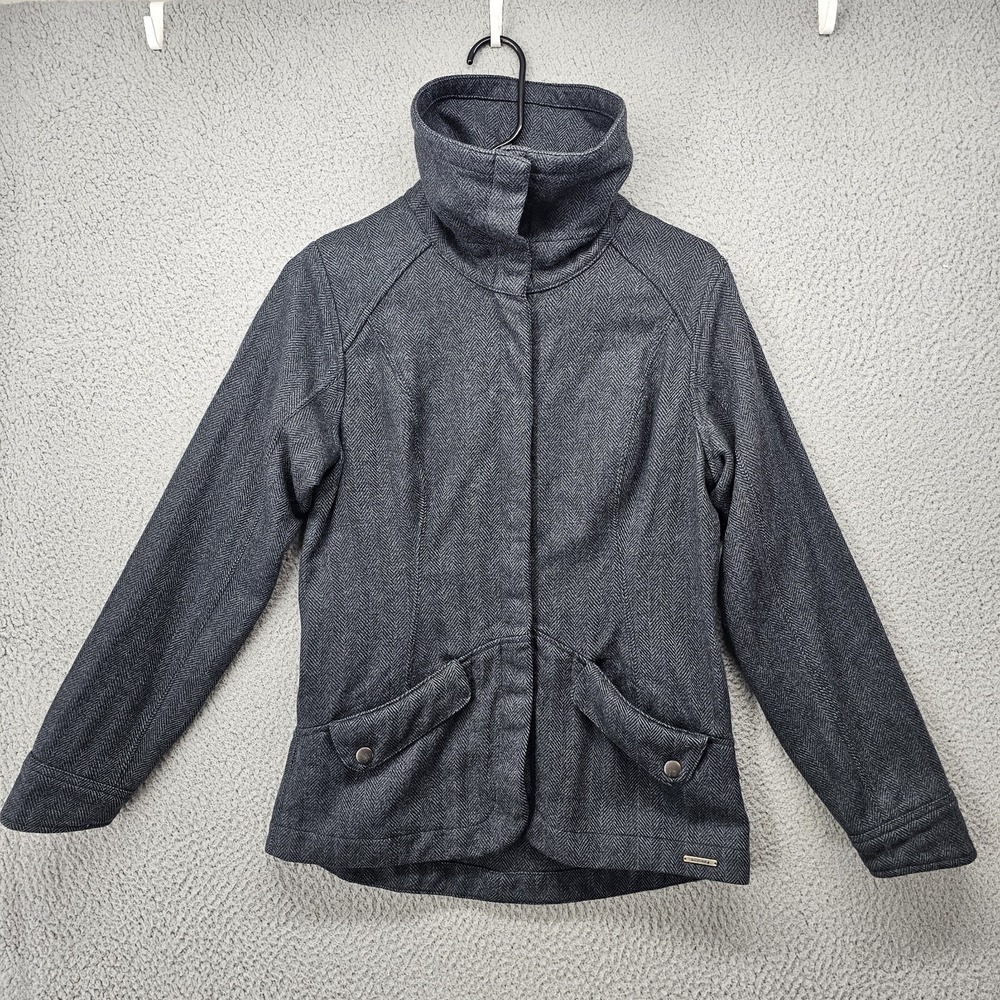 Smartwool Jacket Womens Small Gray Campbell Creek Herringbone Merino Wool Button